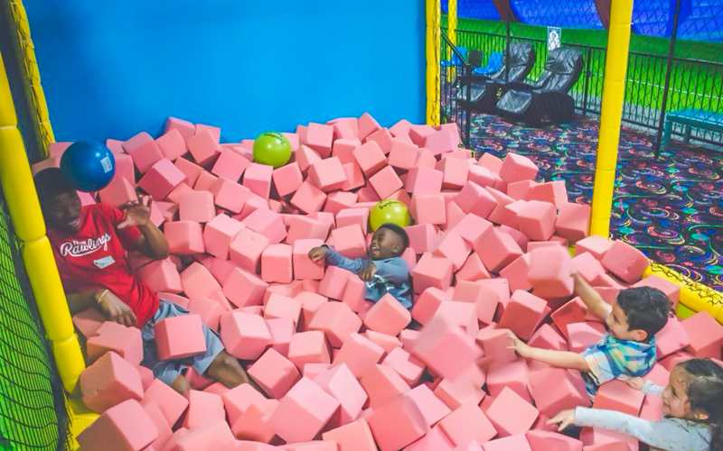 Foam Pit Game for Kids in Trampoline Park Designed by Lemfun&play