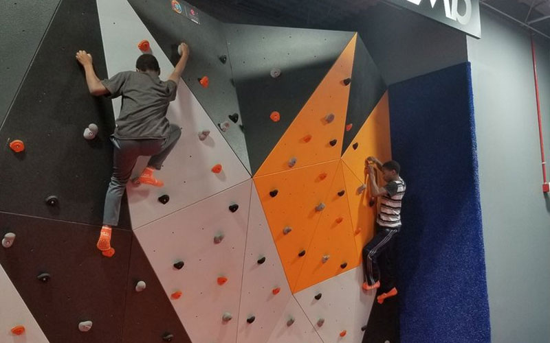 Climbing Wall at a Trampoline Park Franchise in New York