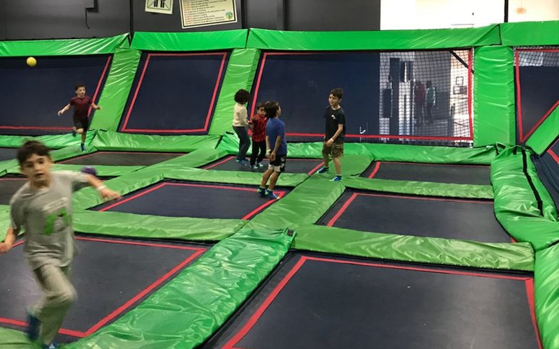 Free trampoline area for freestyle jumps and flips.