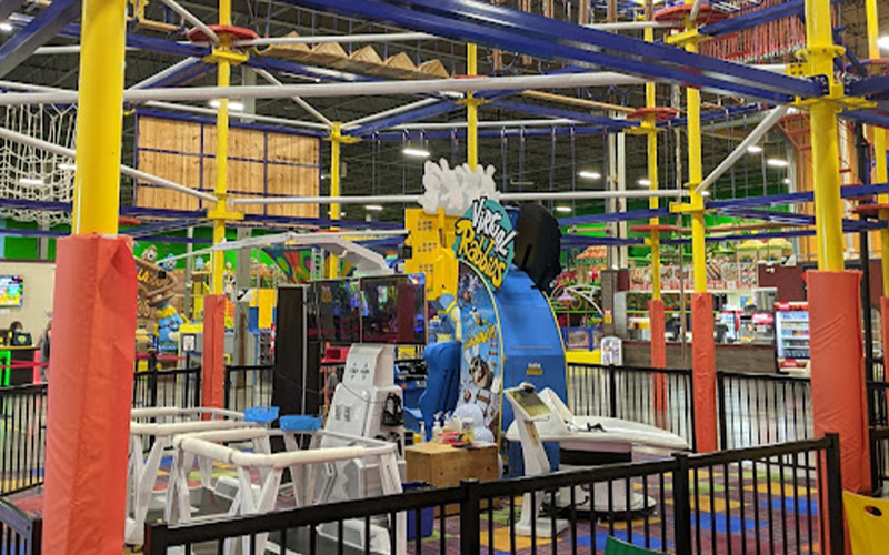 Arcade game area for fun challenges and friendly competition.