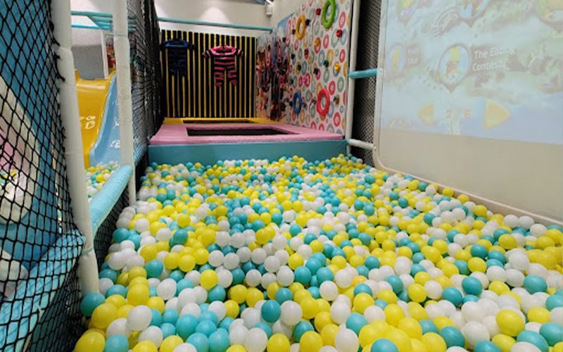 Safe trampoline area designed for young children in Egypt.