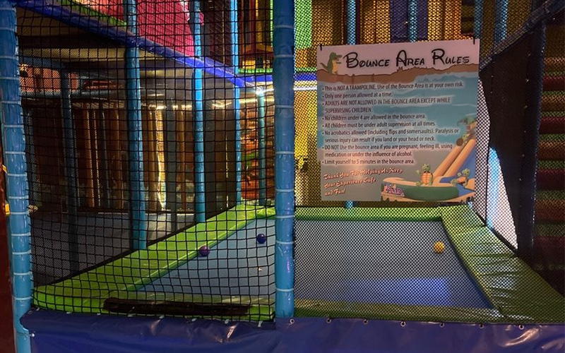 Trampoline area for energetic fun inside the kids play center
