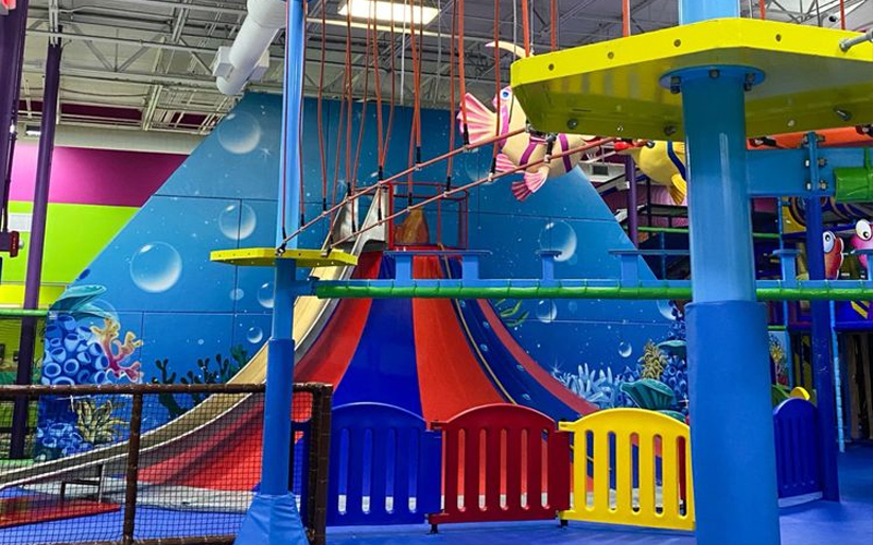 Volcano climbing game adding adventure to the indoor kids play area