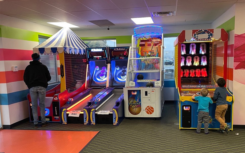Arcade game area bringing variety to the indoor play center in Scotland