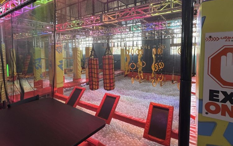 Ninja obstacle game area challenging strength and agility