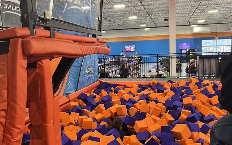 Trampoline foam pit area offering safe and playful landings