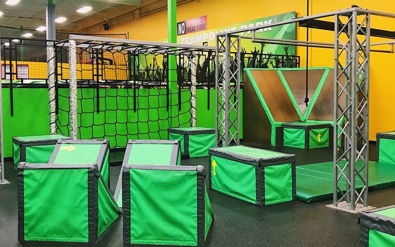 Ninja warrior trampoline obstacle game area for active play