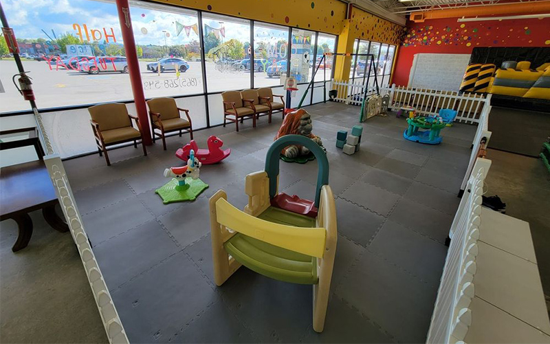 Toddler play area offering a safe and soft environment for babies