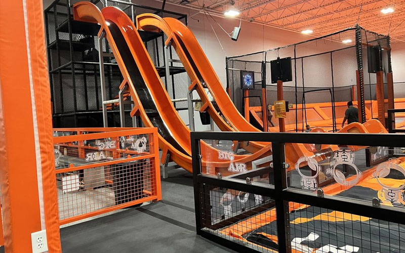Colorful magic slide adding variety to the trampoline park