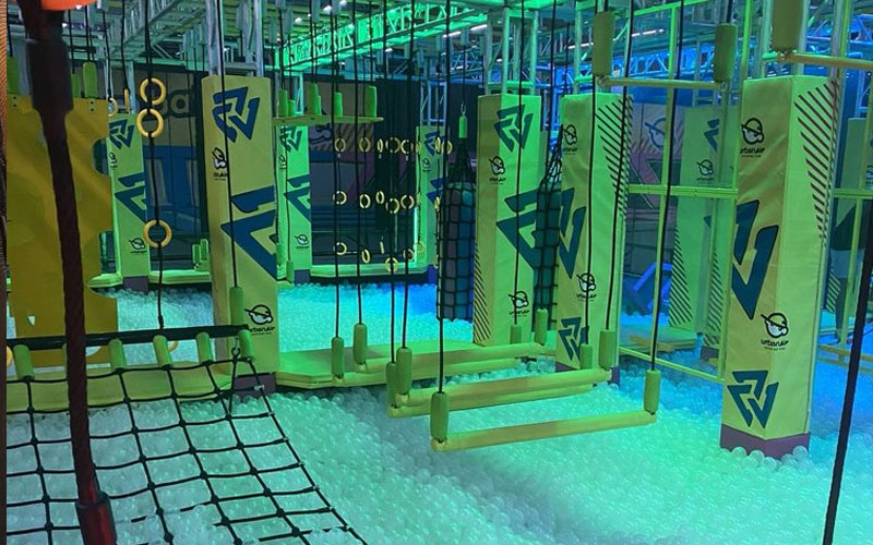Ninja warrior obstacle game area in Kentucky play gym