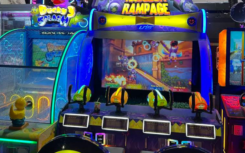 Arcade game area offering interactive fun for families