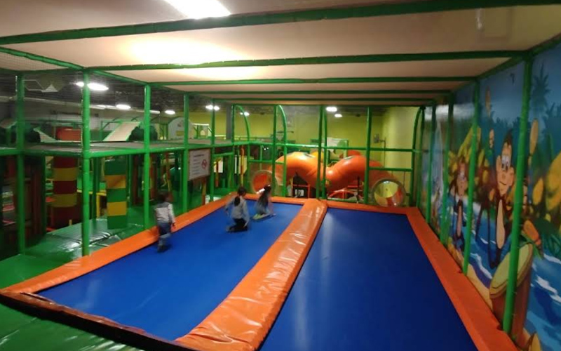 Kids trampoline section adds energy to the indoor play zone