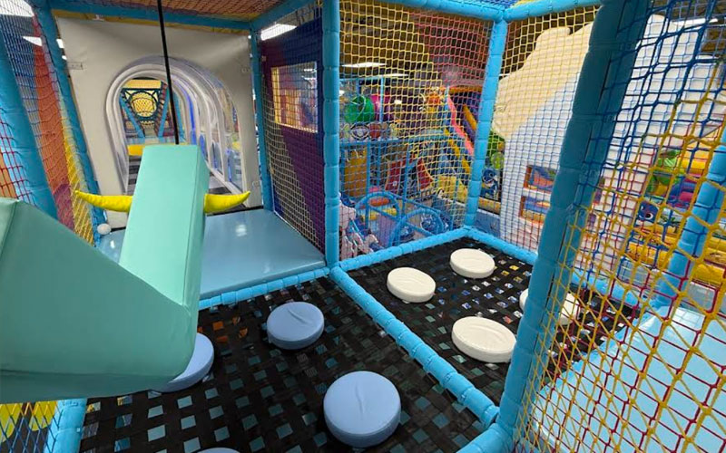 Indoor obstacle game area designed for active play