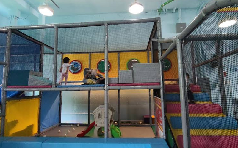 Obstacle game area adding challenge and excitement for older kids