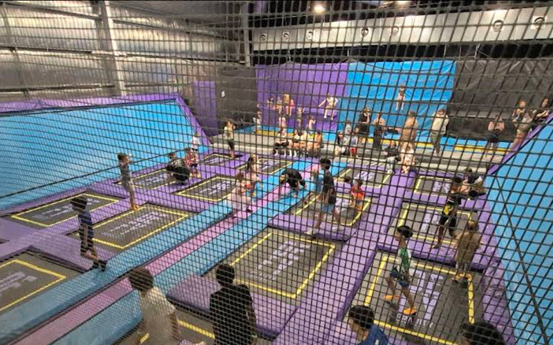 Free trampoline area for active jumping fun