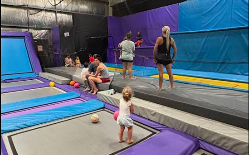 Trampoline dodgeball game zone for group excitement