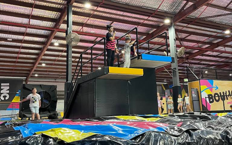 Trampoline air bag for safe jumps and stunts