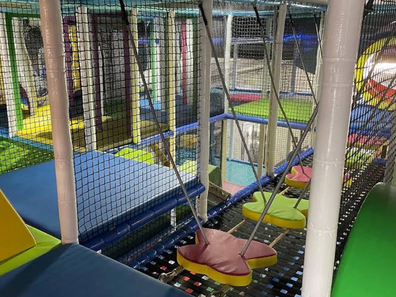 Obstacle game area encouraging teamwork and movement