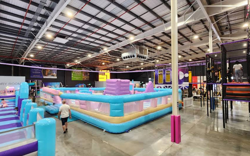 Inflatable play area attracting children of various ages