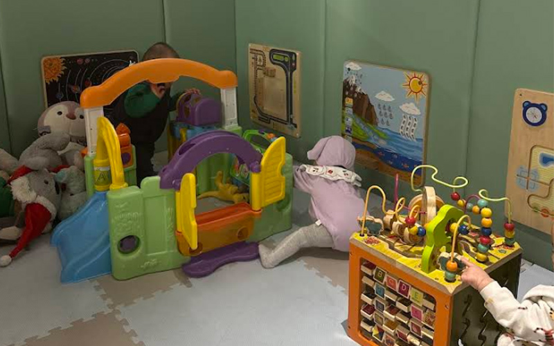 Toddler play area with soft and safe structures
