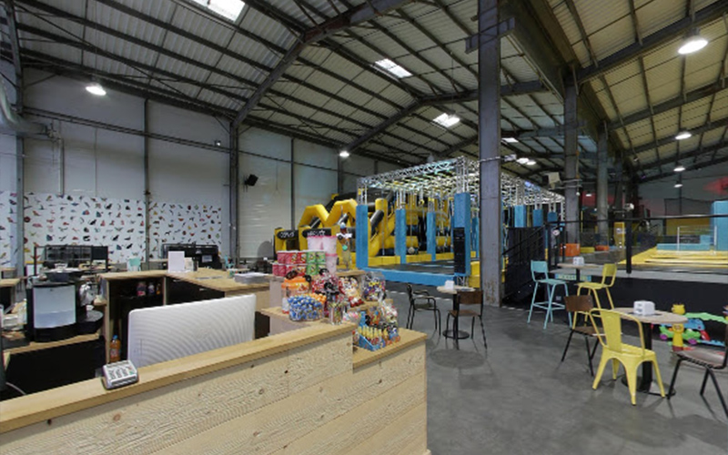 Rest area for visitors to relax after trampoline workouts