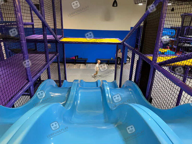 Space theme slides and climbing playground