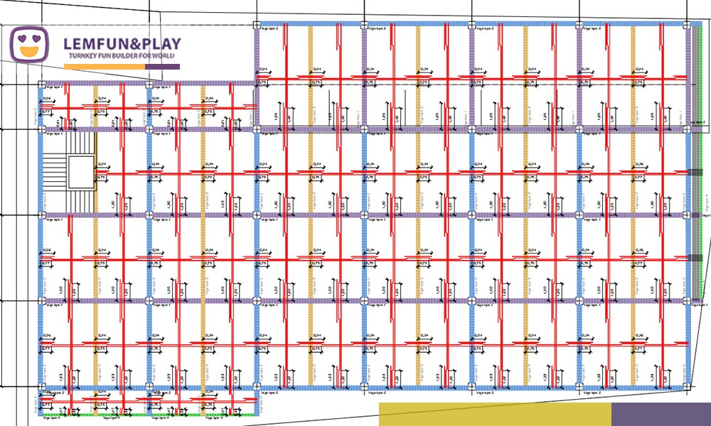Mall floor plan analyzing foot traffic and parking accessibility for playground site selection.