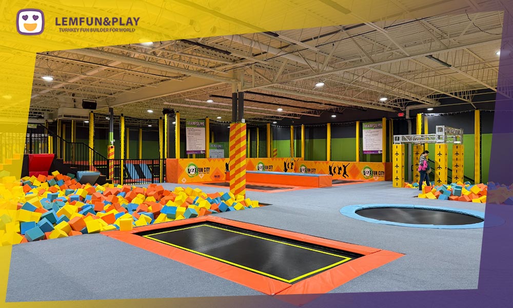 A completed, highly profitable indoor play facility delivered by Lemfun, your trusted turnkey trampoline park contractor.