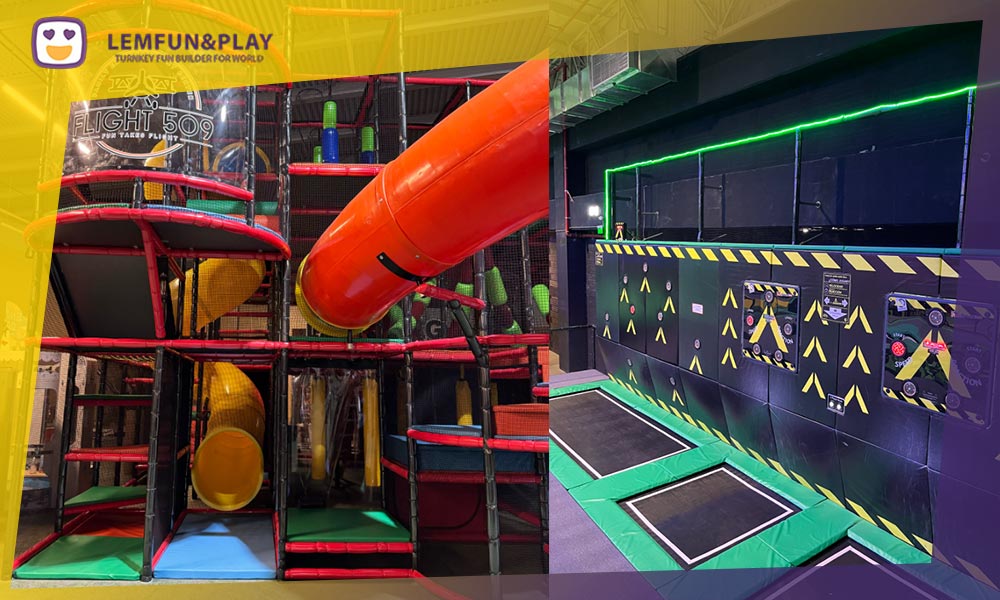 High-tech interactive indoor playground equipment featuring digital projection and sensor-based games.