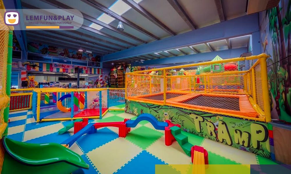 Heavy-duty kids trampoline zone engineered for adult and teenager load capacities.