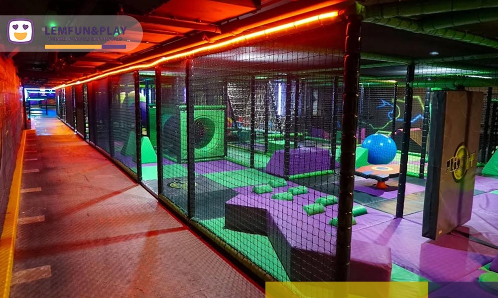 Architectural rendering of the soft play indoor wonderland for kids at Cabot Square, London, United Kingdom, E14 4QS ensuring ASTM safety compliance and proper spatial planning.
